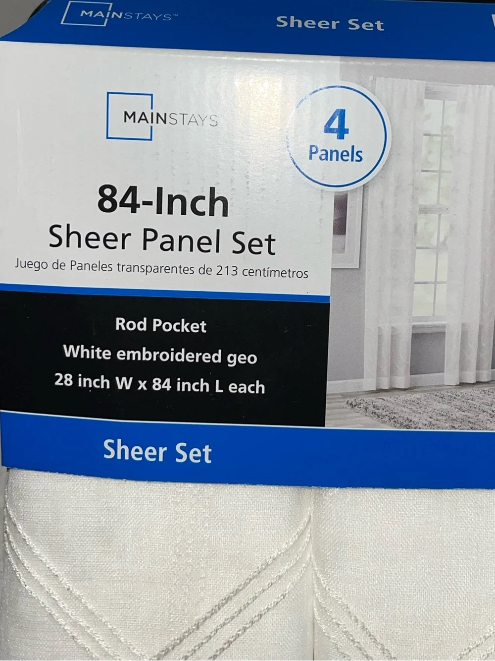 Mainstays White/Ivory Sheer Panel Set(s) - purchase includes all 3 sets!  NWT!
